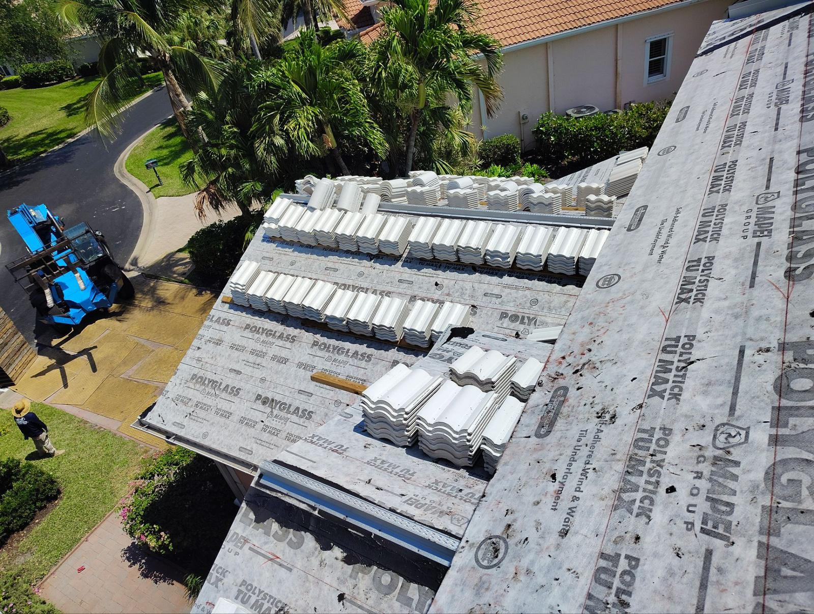 concrete tile delivery and roof replacement